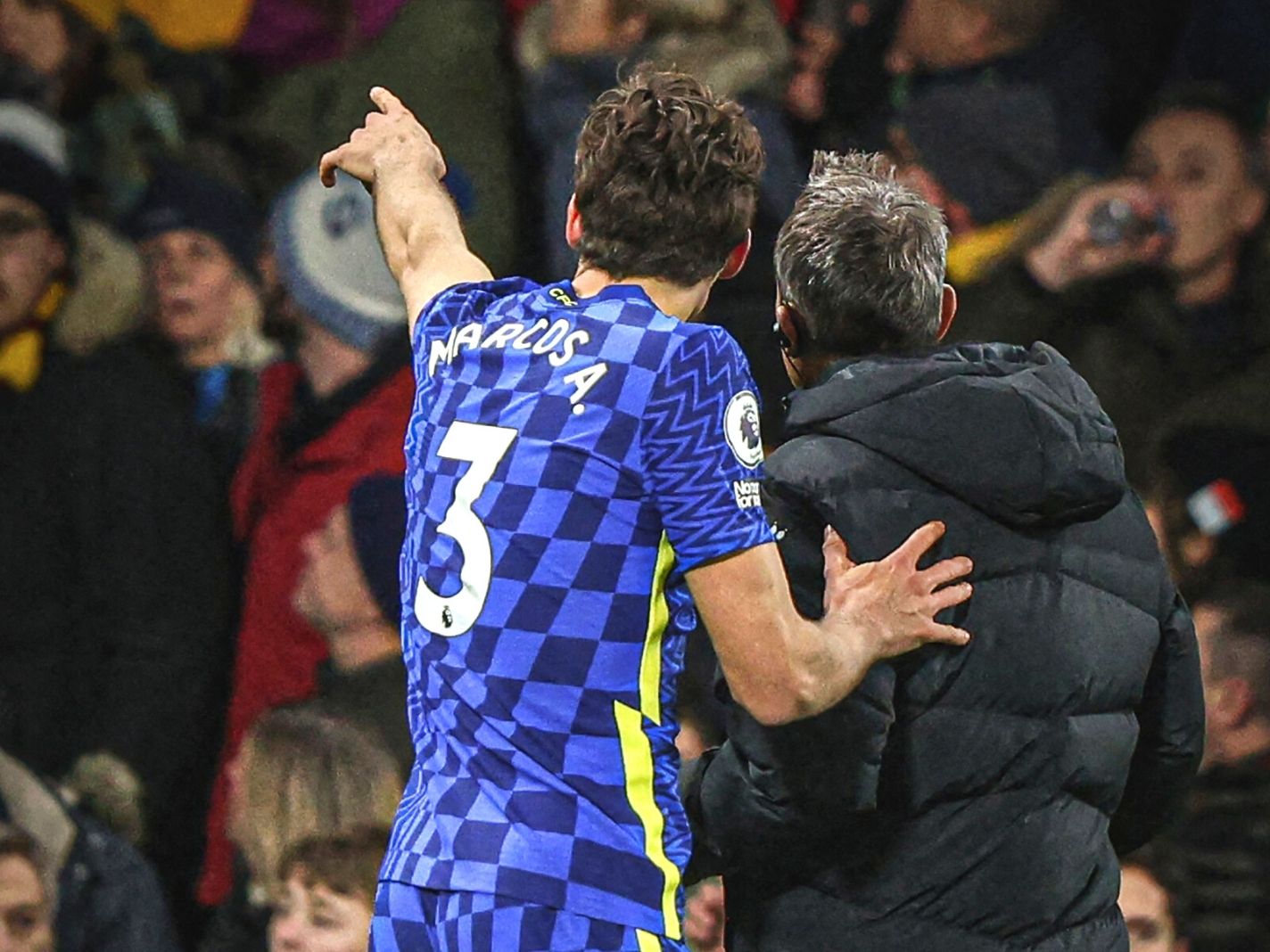 Marcos Alonso helped the medical staff identify the fan in the crowd who collapsed during Chelsea's game against Watford