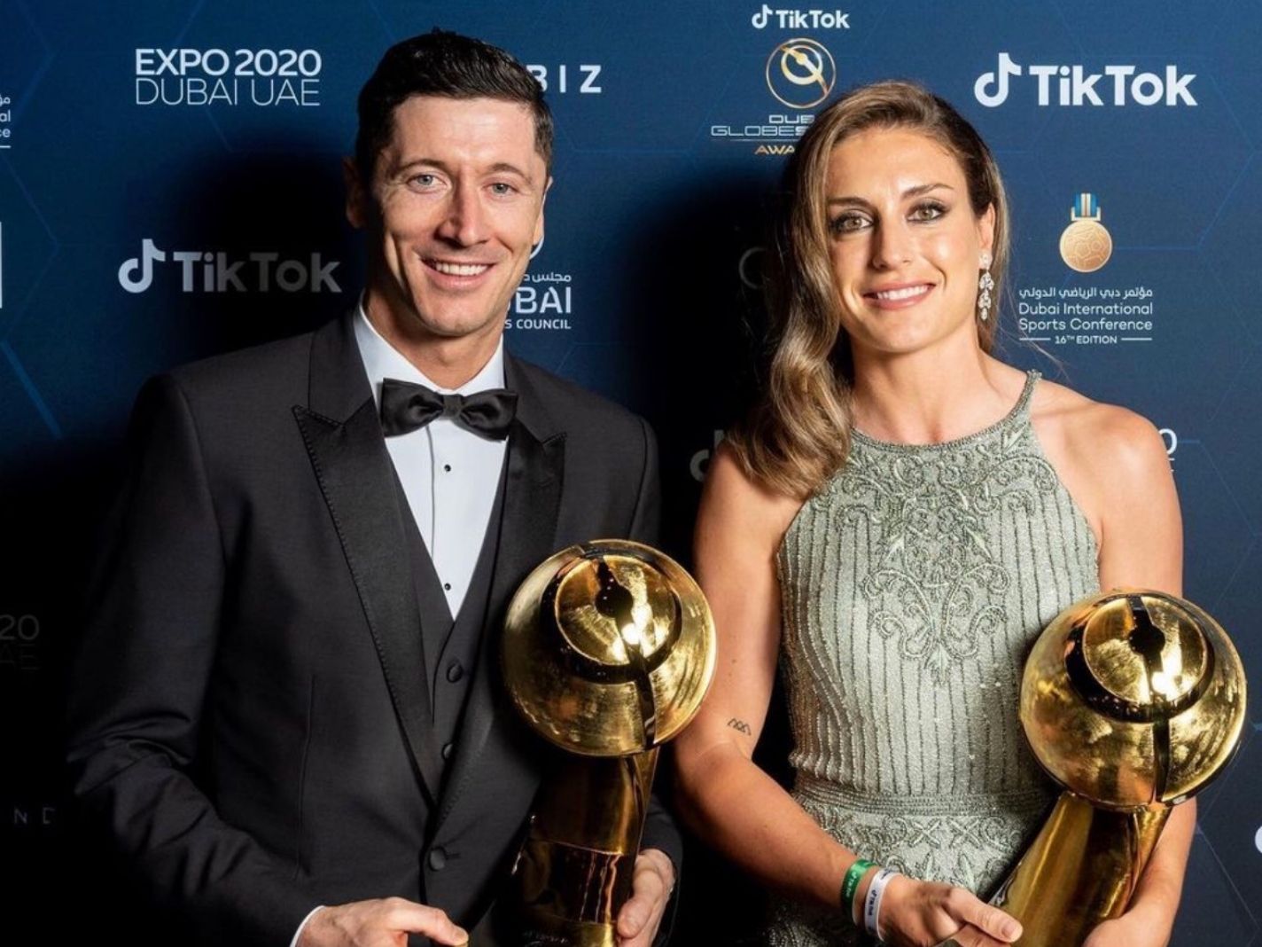 Robert Lewandowski and Alexia Putellas at Globe Soccer Awards in Dubai