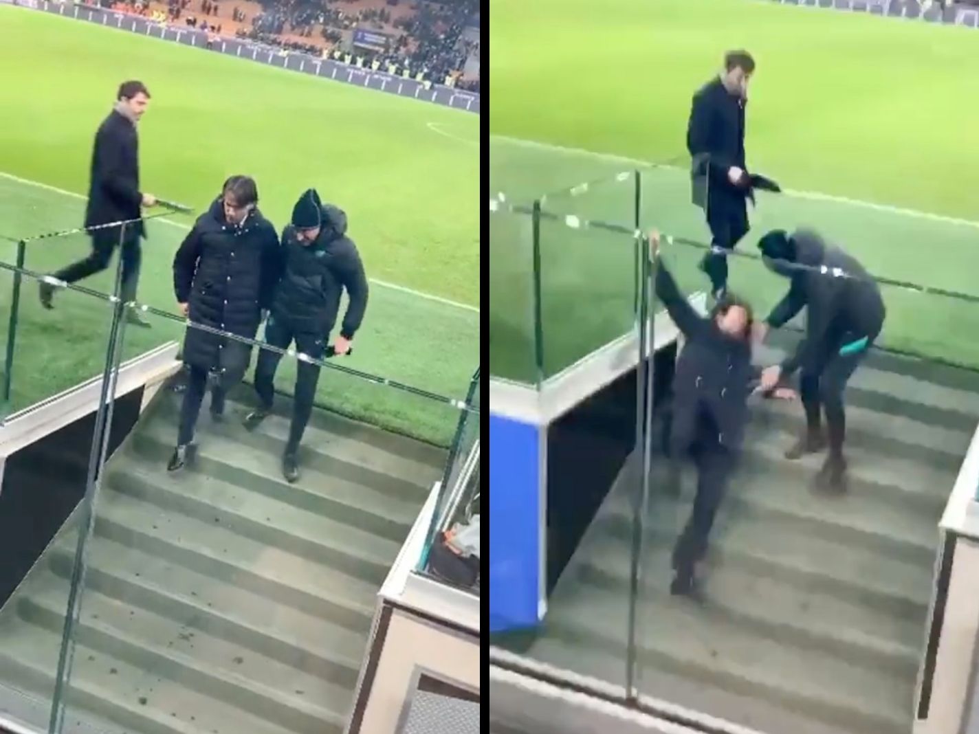 Simone Inzaghi turned into meme after slipping down stairs at San Siro