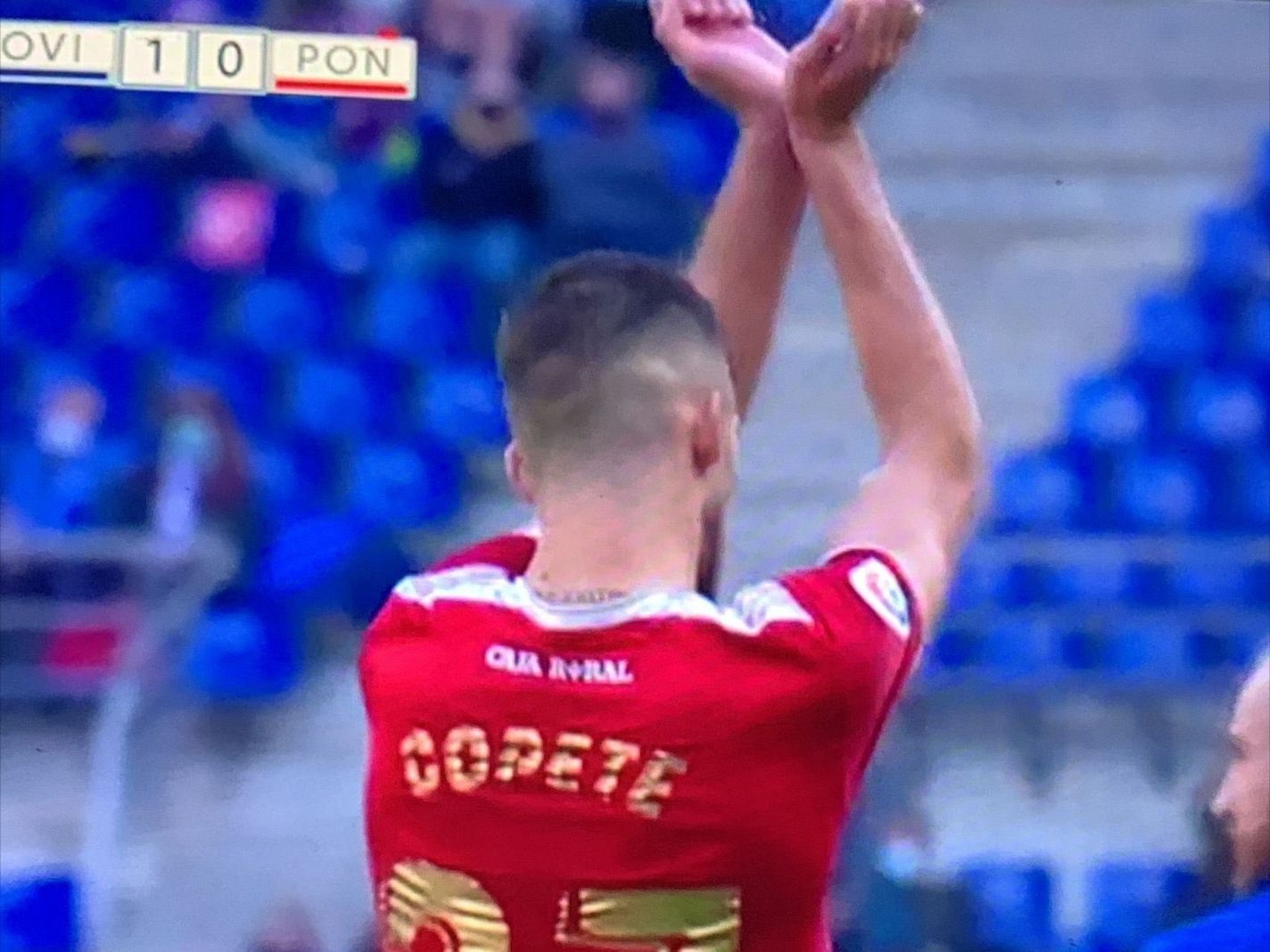 Jose Copete made a handcuffs gesture to referee during to loss to Real Oviedo