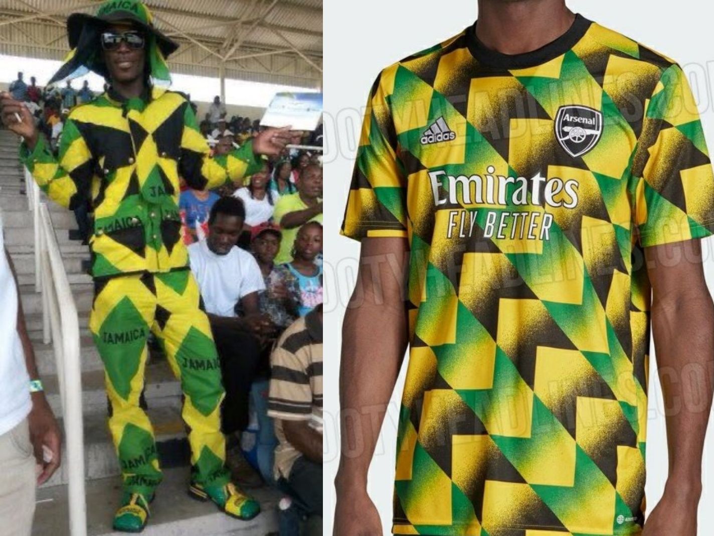 New Arsenal prematch shirt for next seems inspired by the Jamaican flag