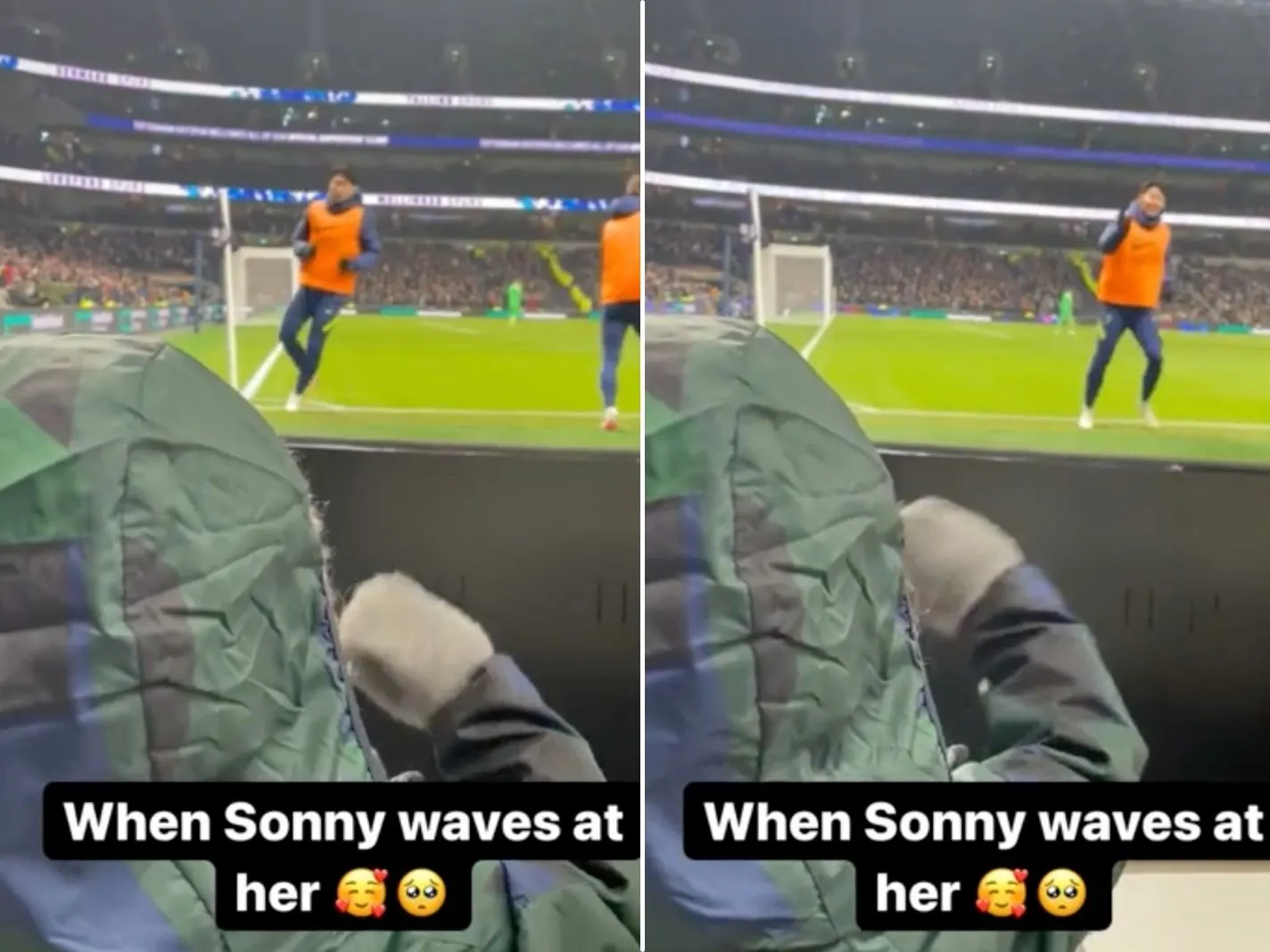 Son Heung-min makes a little girl's day by waving back at her during warm-up