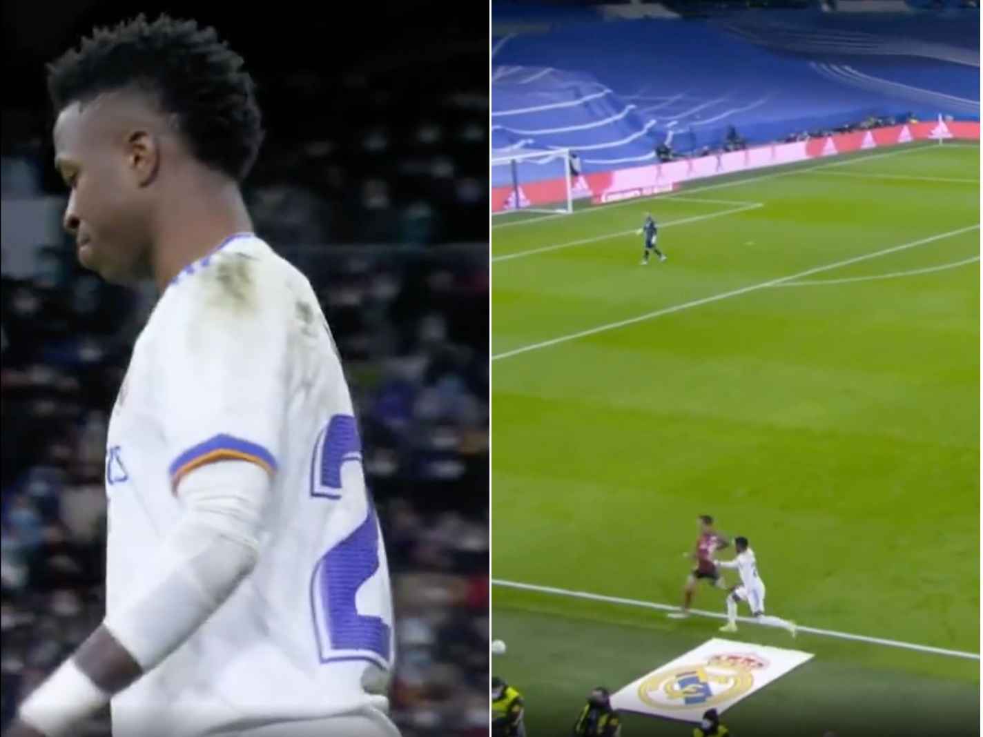 Vinicius jumped because he didn’t want to step on the Real Madrid crest laid out on the turf