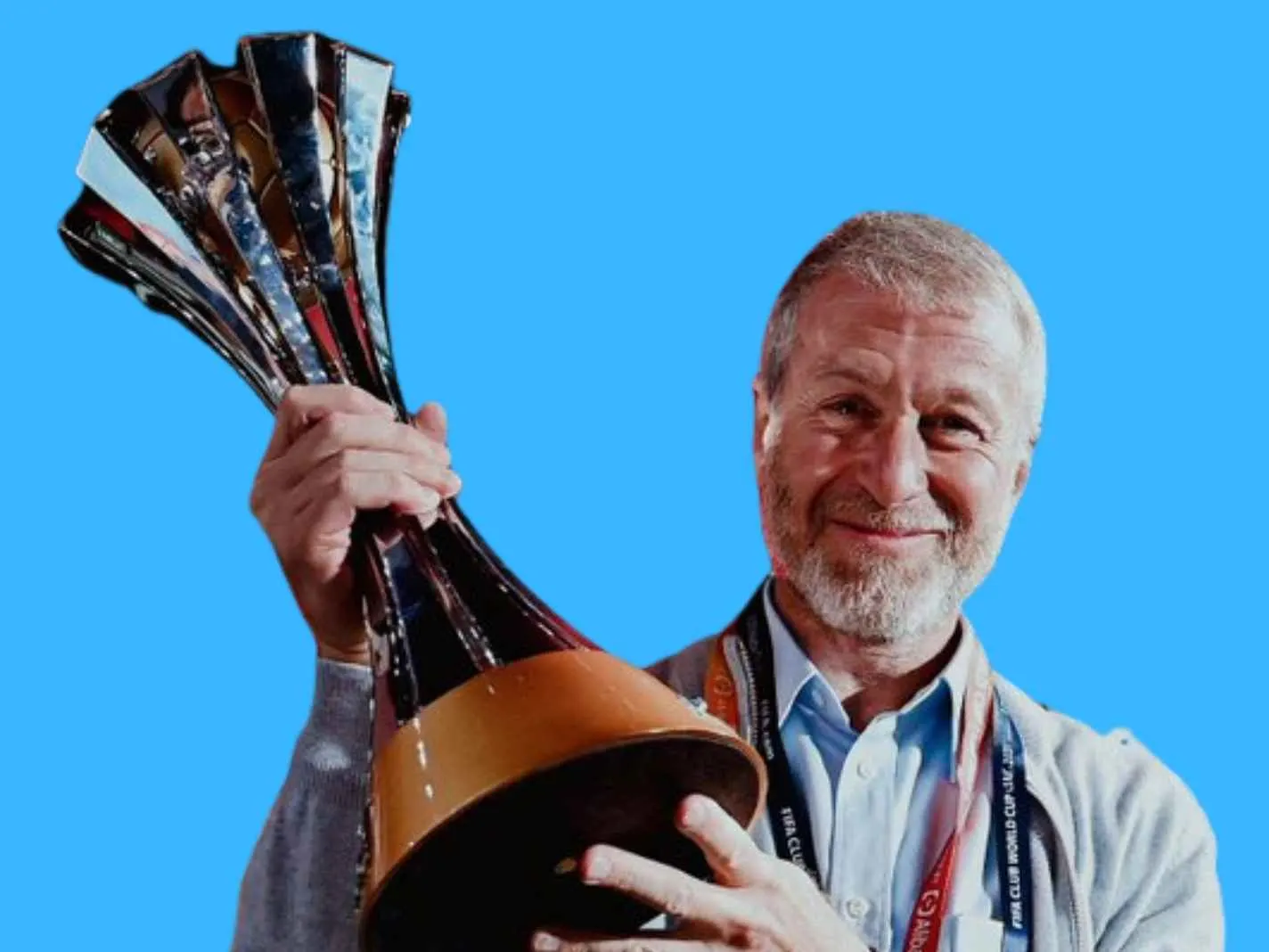 Chelsea owner Roman Abramovich holding a trophy