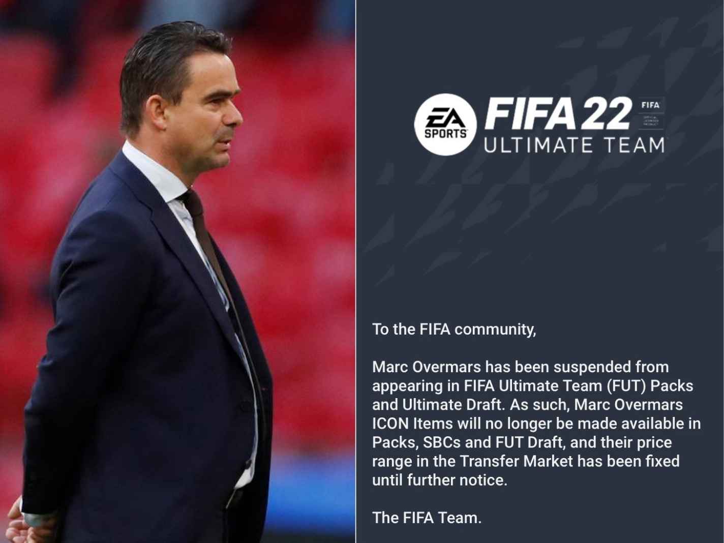FIFA 22 suspends Marc Overmars from Ultimate Team due to harassment allegations