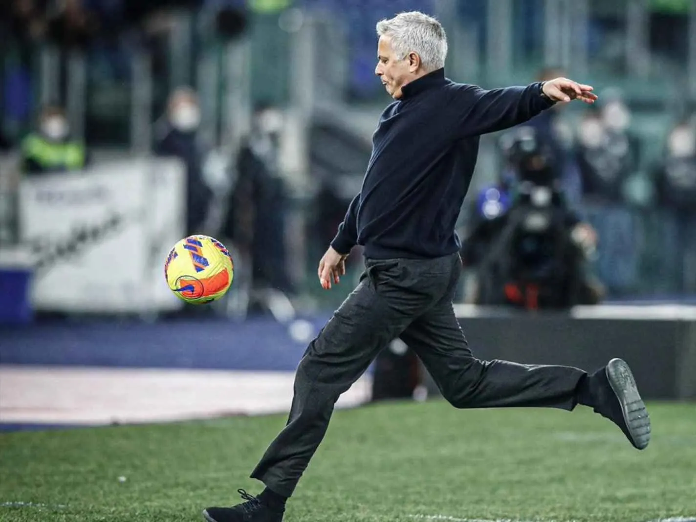 Jose Mourinho booting the ball against Hellas Verona