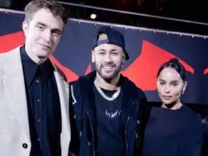 Neymar with Robert Pattinson and Zoe Kravitz
