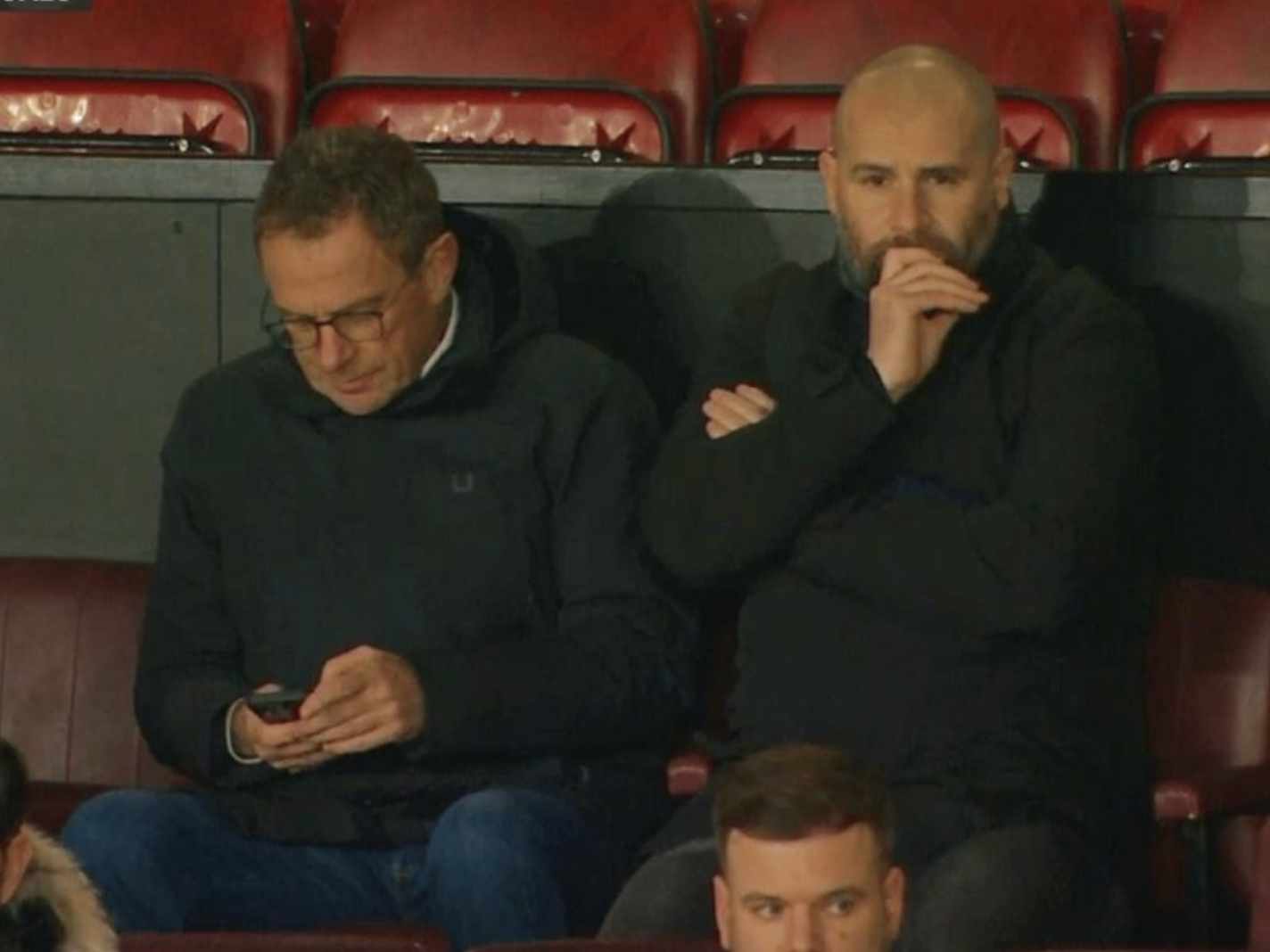 Twitter reacts as Ralf Rangnick watches U18 game with Paul Mitchell, a possible future DoF