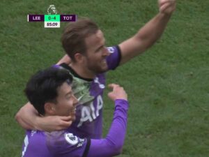 Son Heung-min and Harry Kane against Leeds United