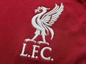 The Liverpool logo as seen on the new home kit for 2223 season