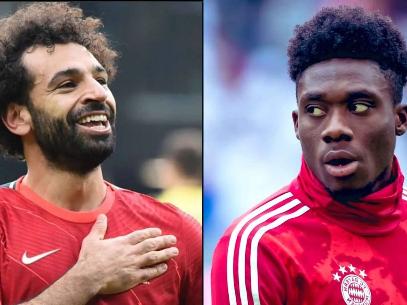 Alphonso Davies (right) is backing Mohamed Salah to get his money