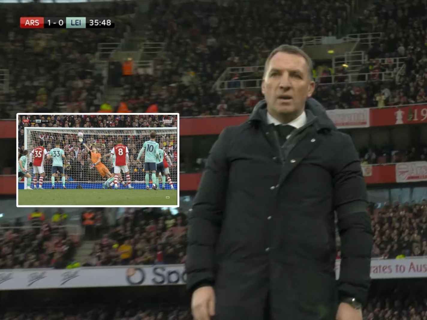 Brendan Rodgers reaction to Ramsdale's phenomenal save