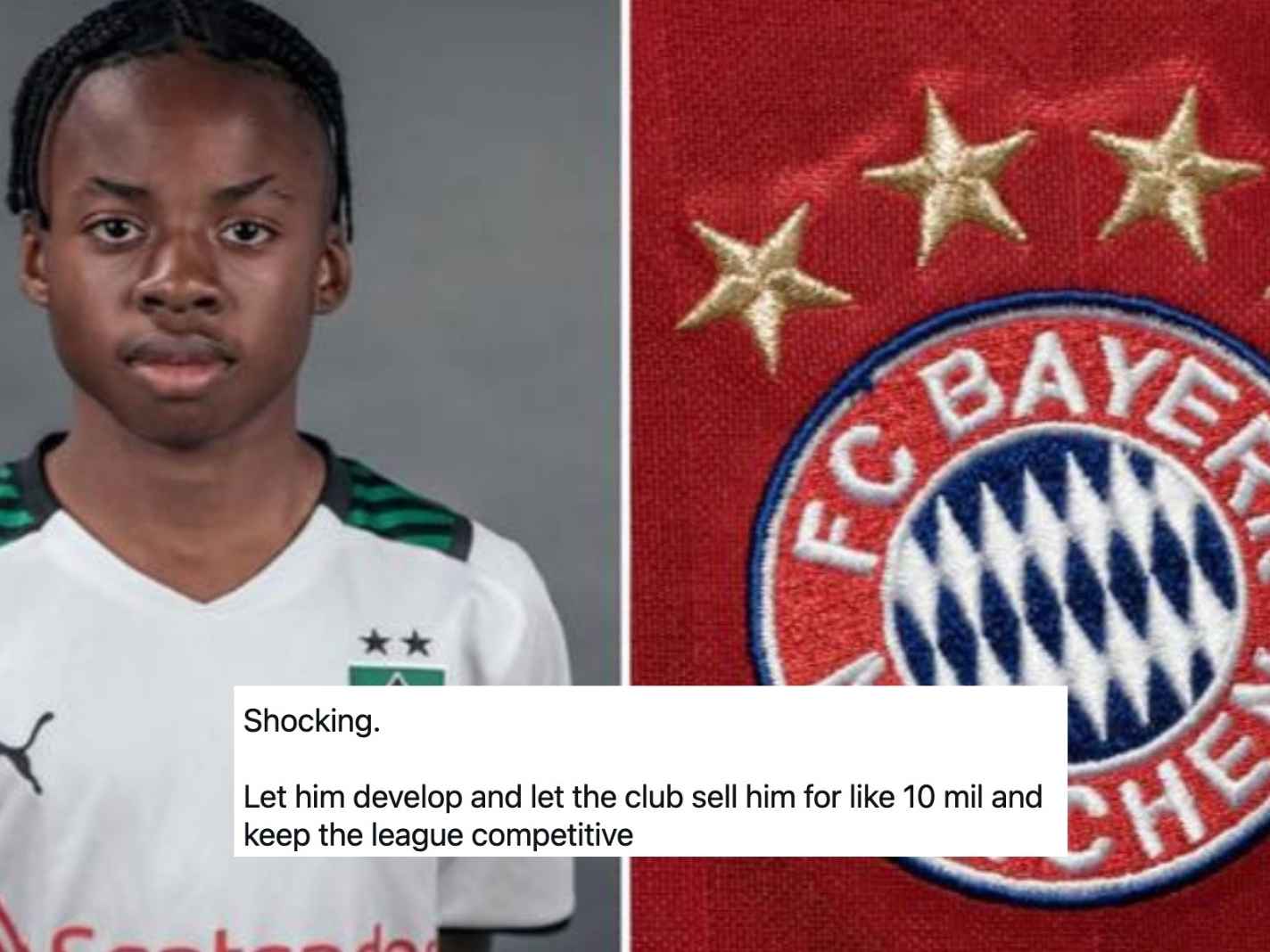 Bayern Set To Cripple German Football Competition further with €300k deal to sign 13-year old striker Mike Wisdom from Gladbach