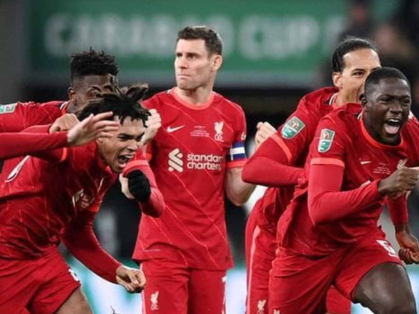 James Milner stood still as Liverpool players went wild after Kepa missed his penalty