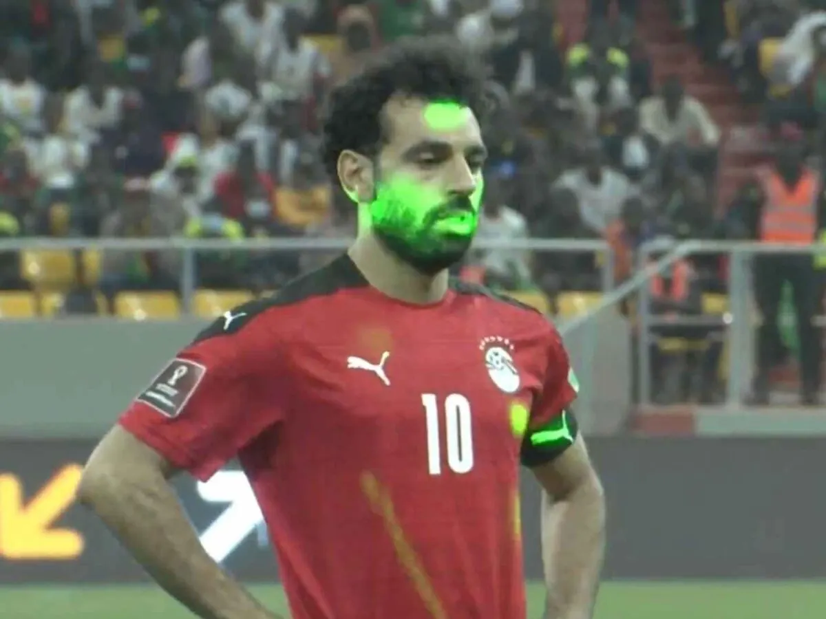 Mohamed Salah shone lasers on his face