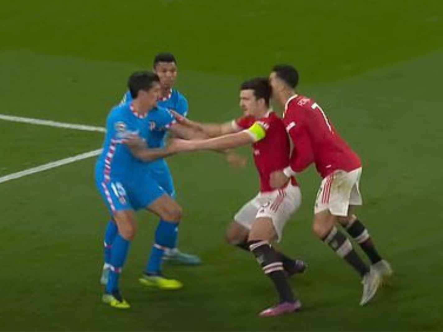 The head clash between Harry Maguire and Cristiano Ronaldo