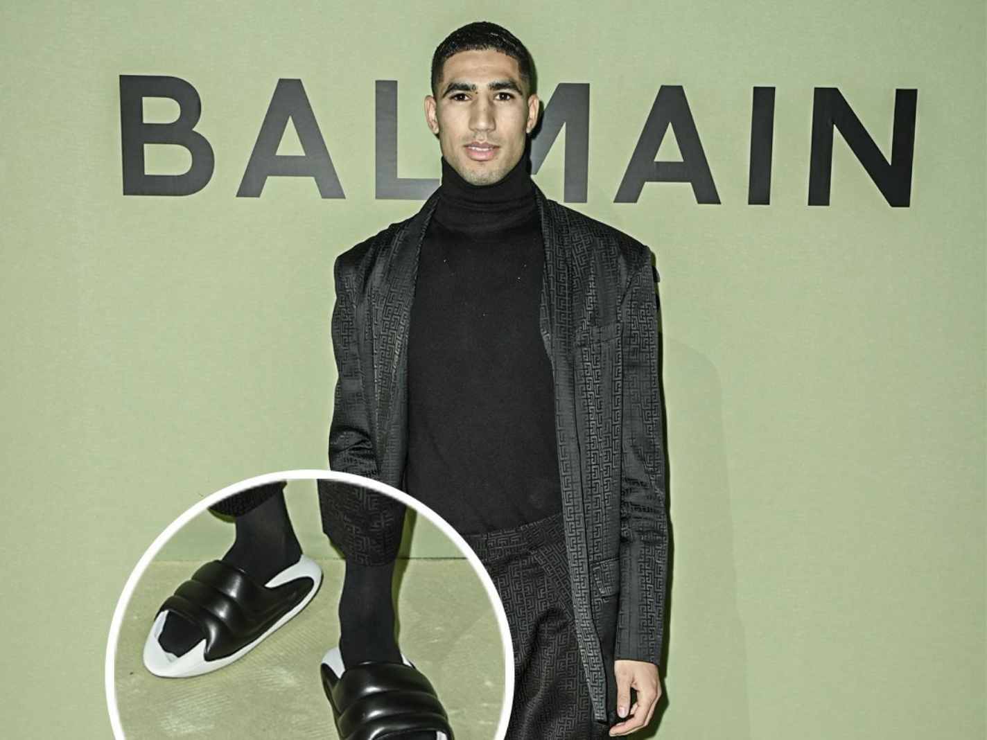 We finally found the bizzare footwear that Achraf Hakimi wore in the Paris Fashion week
