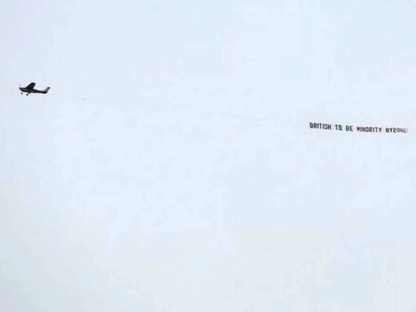 Football fans left in disgust after spotting air banner which read British to be minority by 2066 during Manchester City's clash against Liverpool