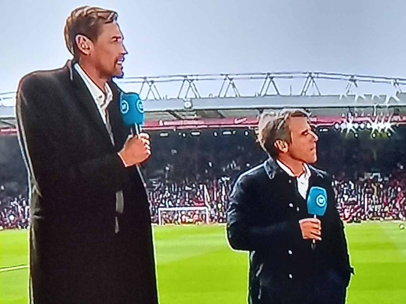 Gianfranco Zola (right) stands next to Peter Crouch