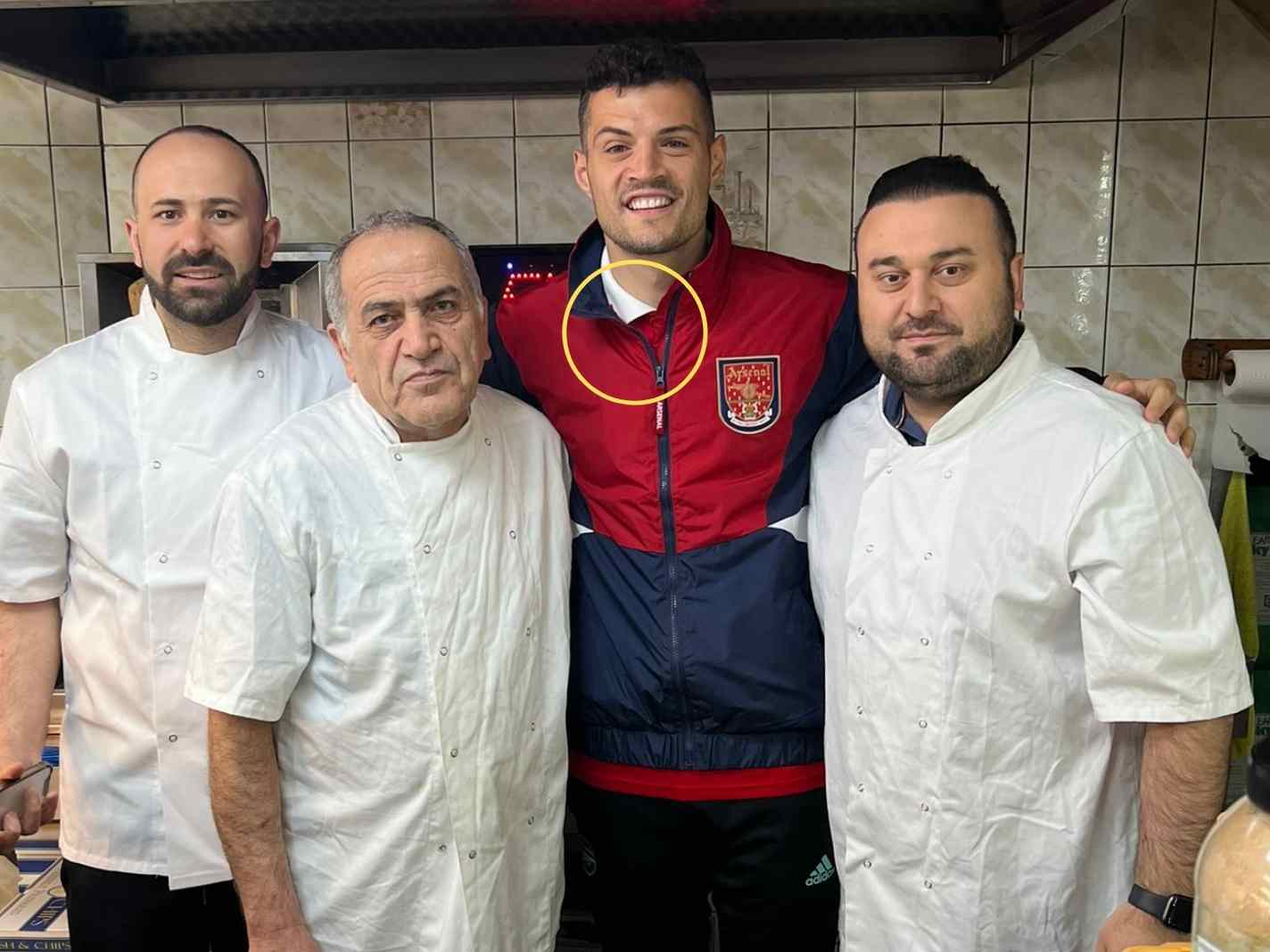 Granit Xhaka leaks 22/23 Arsenal home kit while visiting local chippy