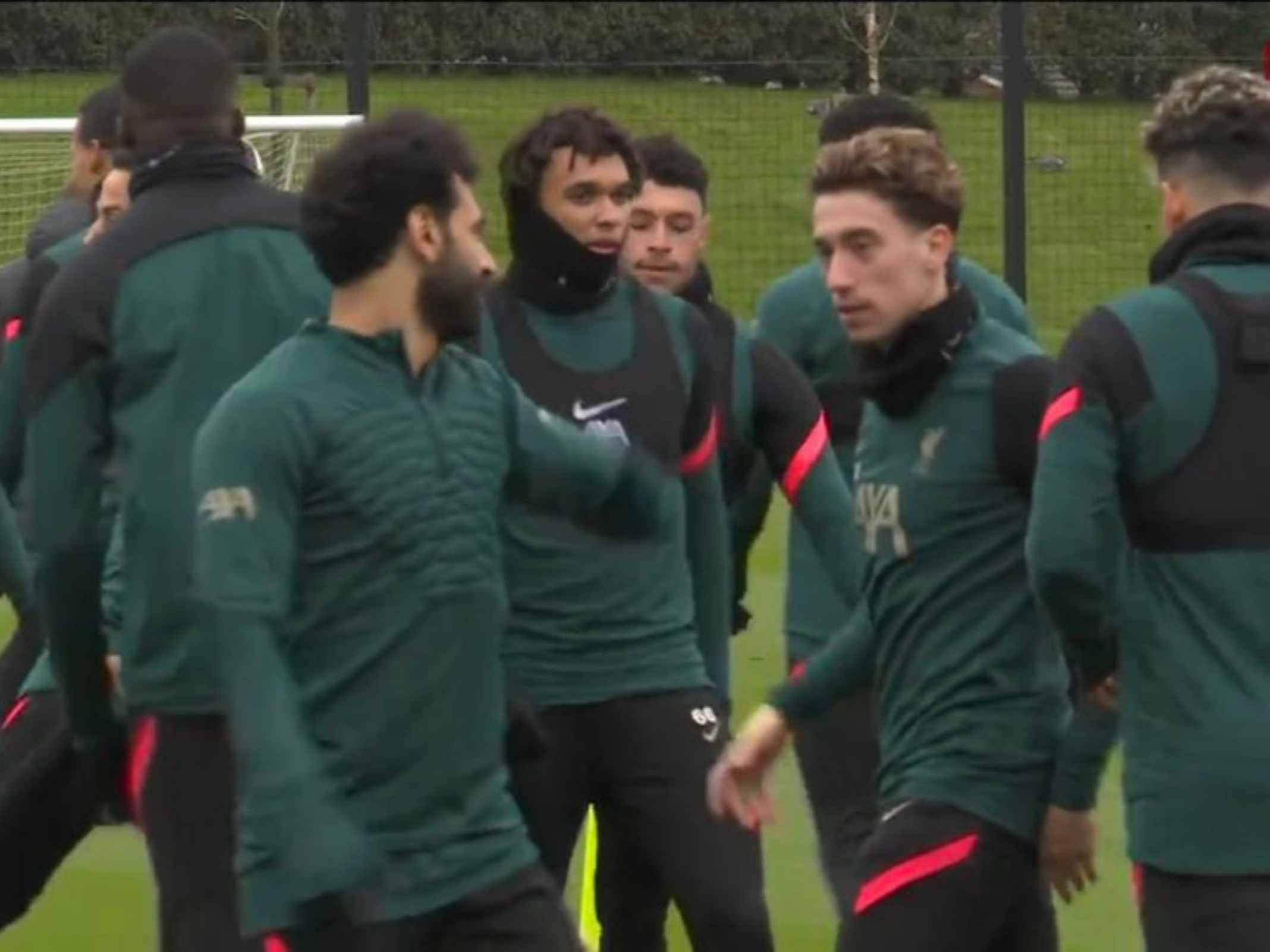 Mo Salah shoves Liverpool teammate Kostas Tsimikas in awkward training exchange