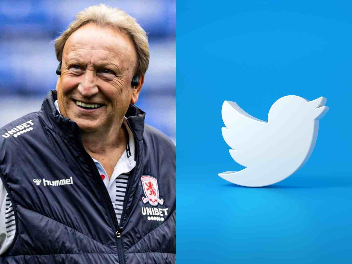 A two photo collage featuring Neil Warnock and Twitter icon