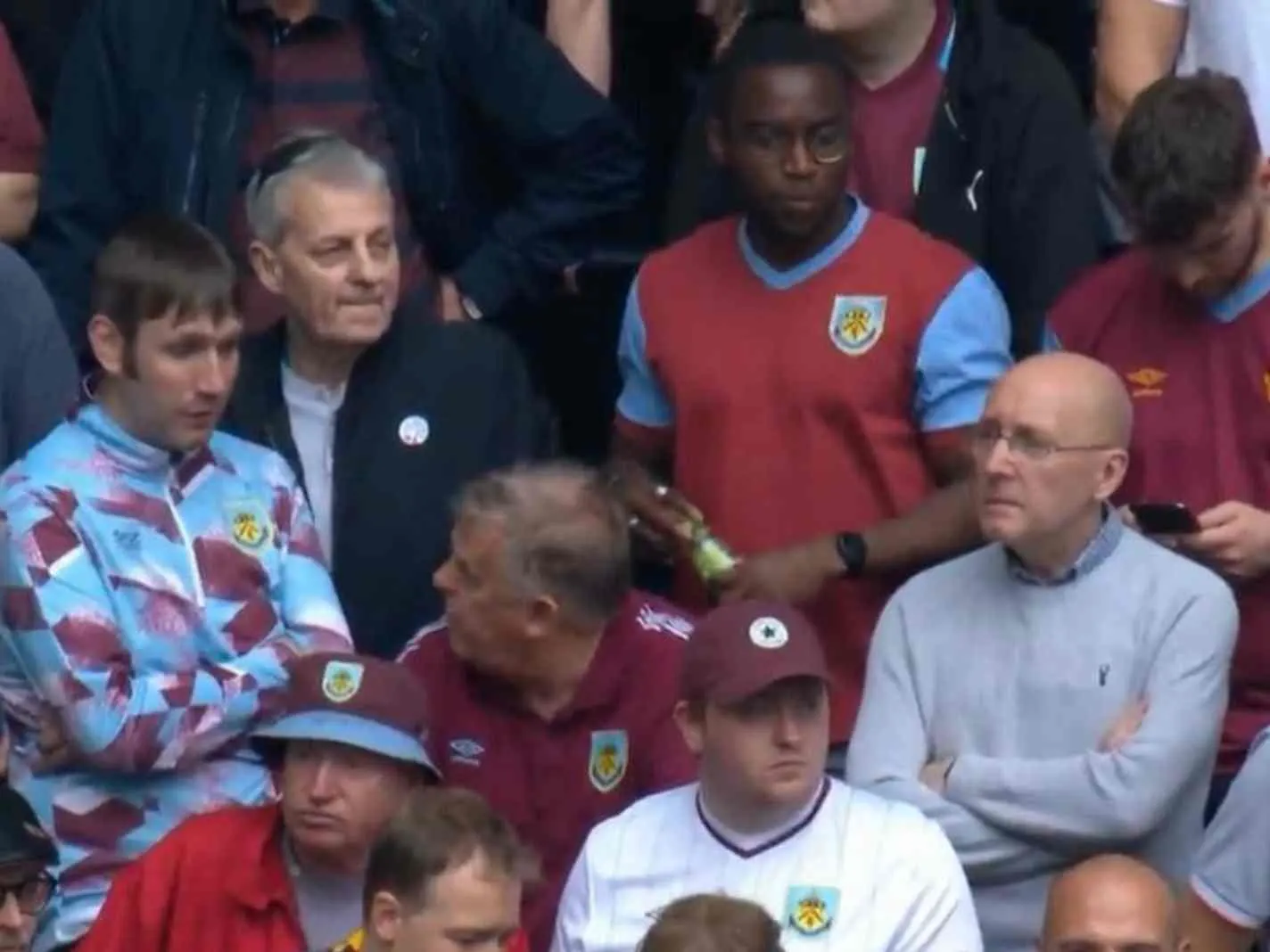 In this image - Burnley fans during the game against Tottenham Hotspur