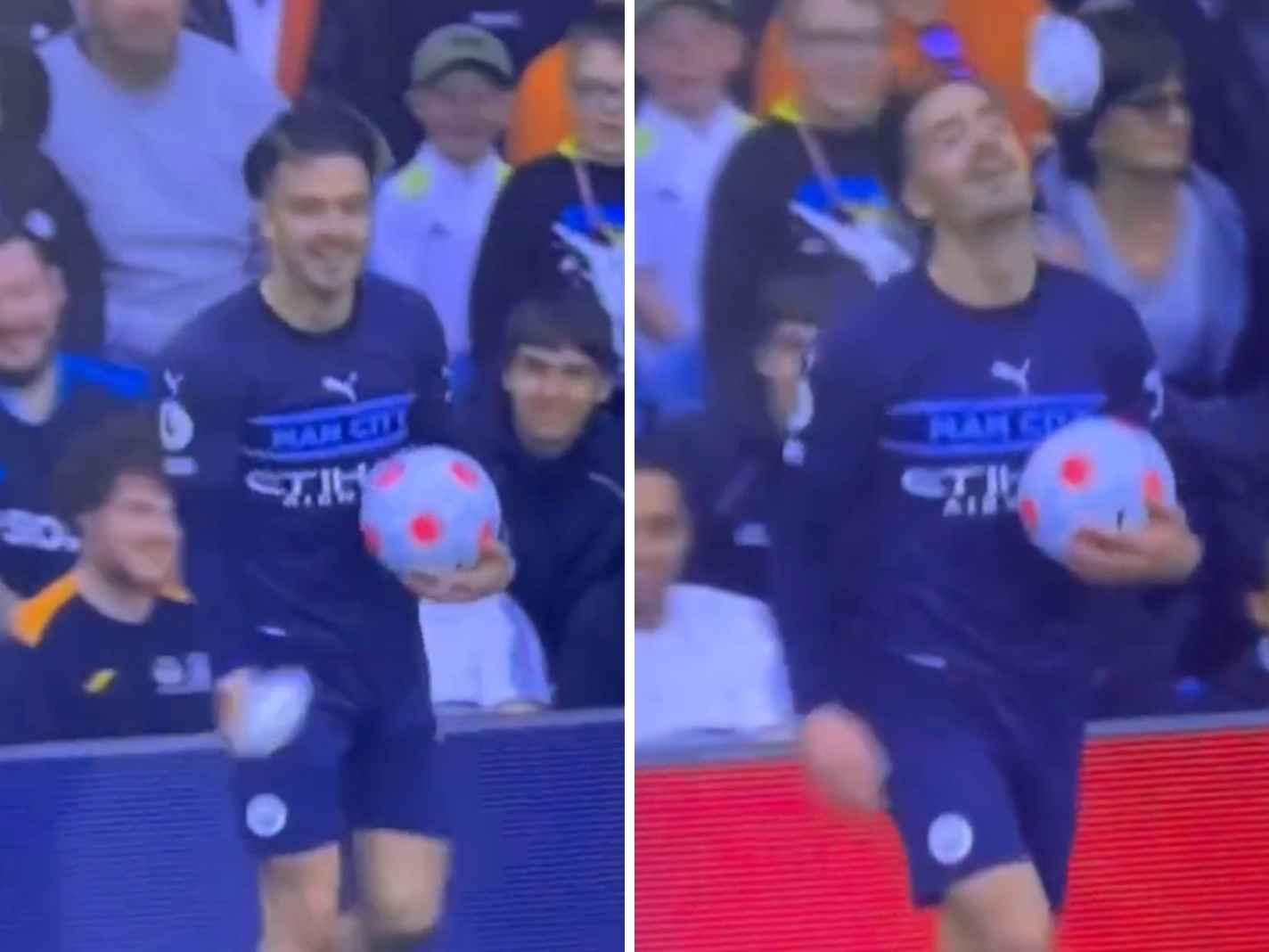 Jack Grealish appeared to love getting hit by paper balls by Leeds United fans at Elland Road