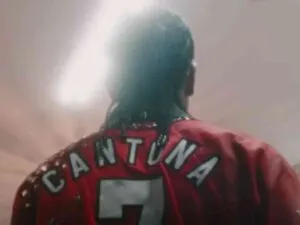The photo shows ASAP Rocky wearing a Man United kit with Eric Cantona at the back in the video for his song DMB.