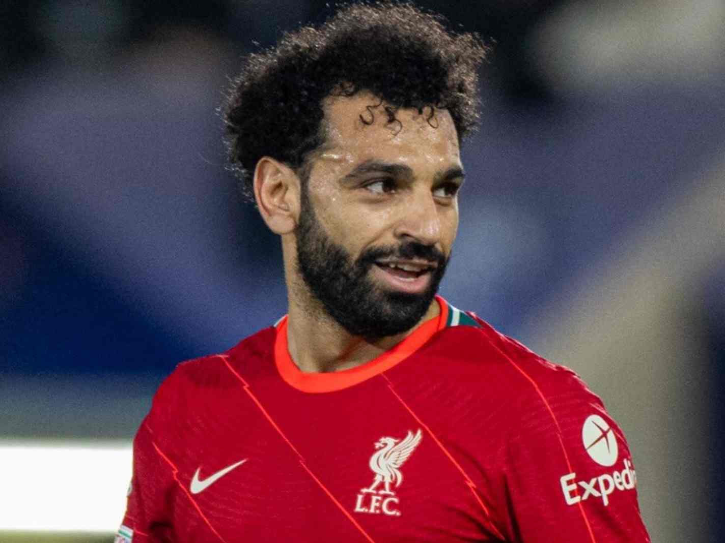 The photo shows Mohamed Salah looking on as Liverpool beat Villarreal in the semi final of the Champions League.