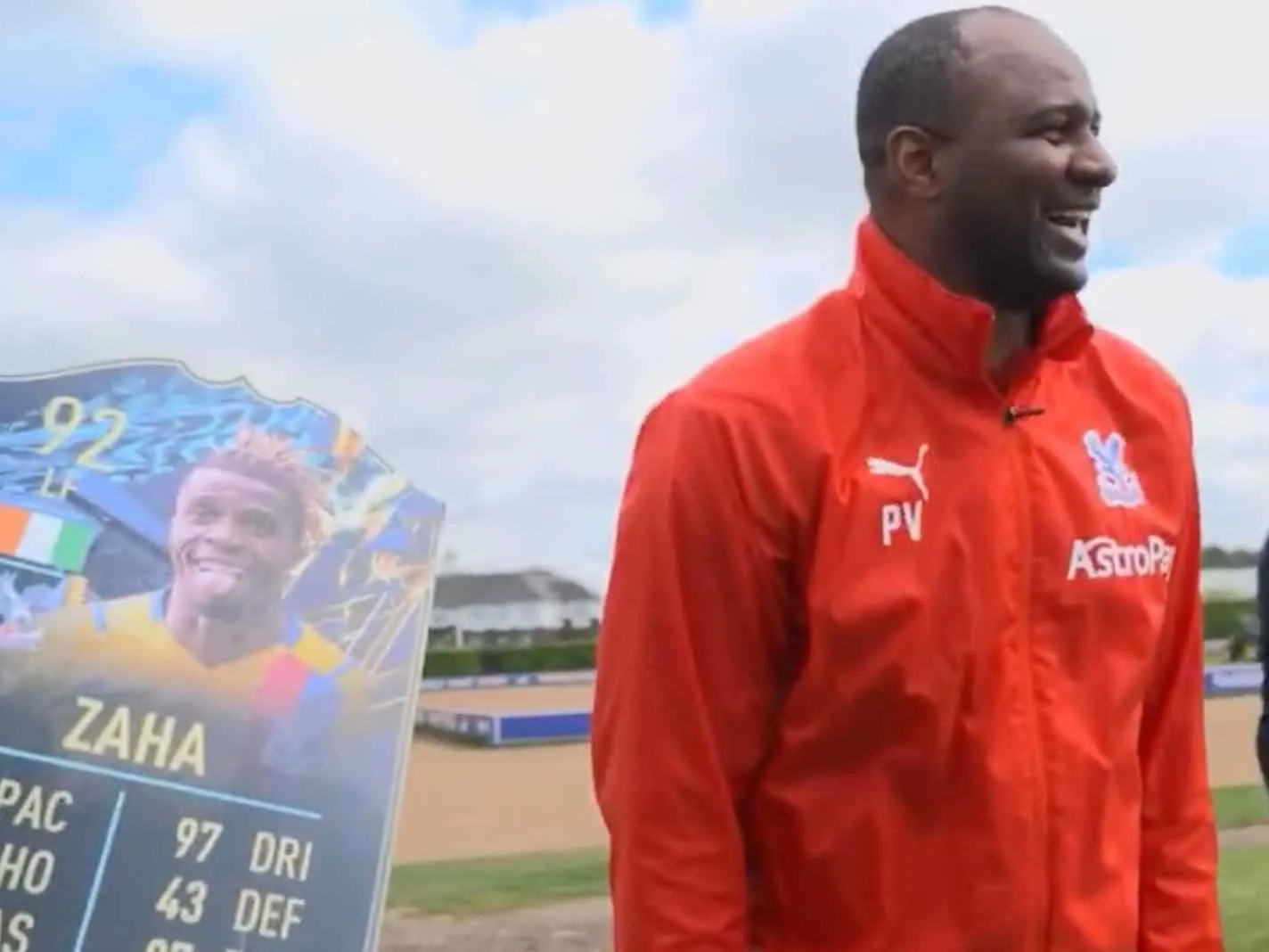 The photo shows Patrick Vieira laughing when WIlfried Zaha says that even Vieira wouldn’t have been able to live with me.
