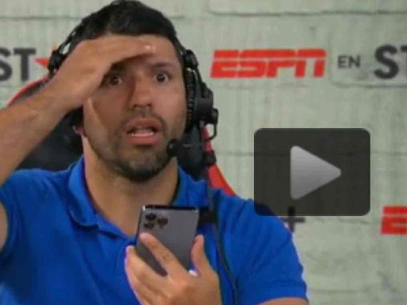 The photo shows Sergio Aguero in disbelief on his Twitch stream as Real Madrid complete a comeback against Man City.