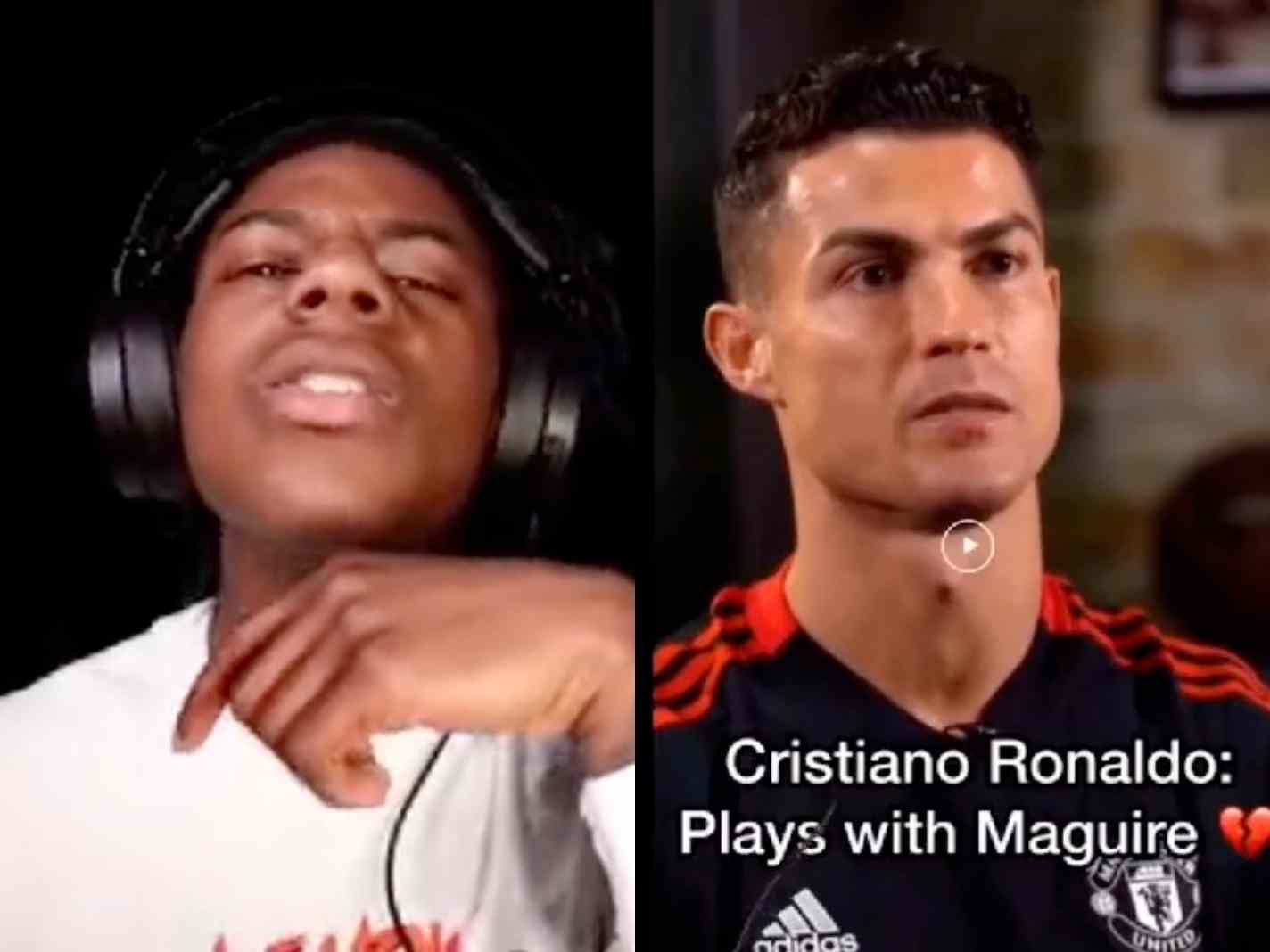 The photo shows a screenshot from YouTuber ishowspeed's live stream where he discusses footballers who play with disability.