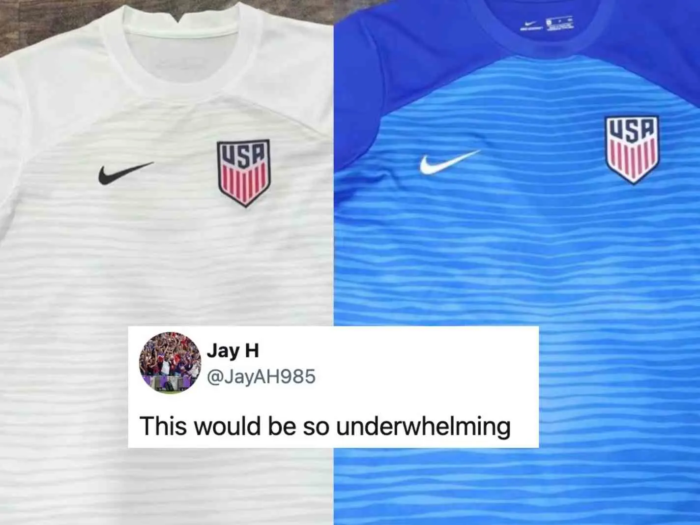 The photo shows the possible leaks of the kits USMNT will wear in the 2022 World Cup along with a Twitter reaction.