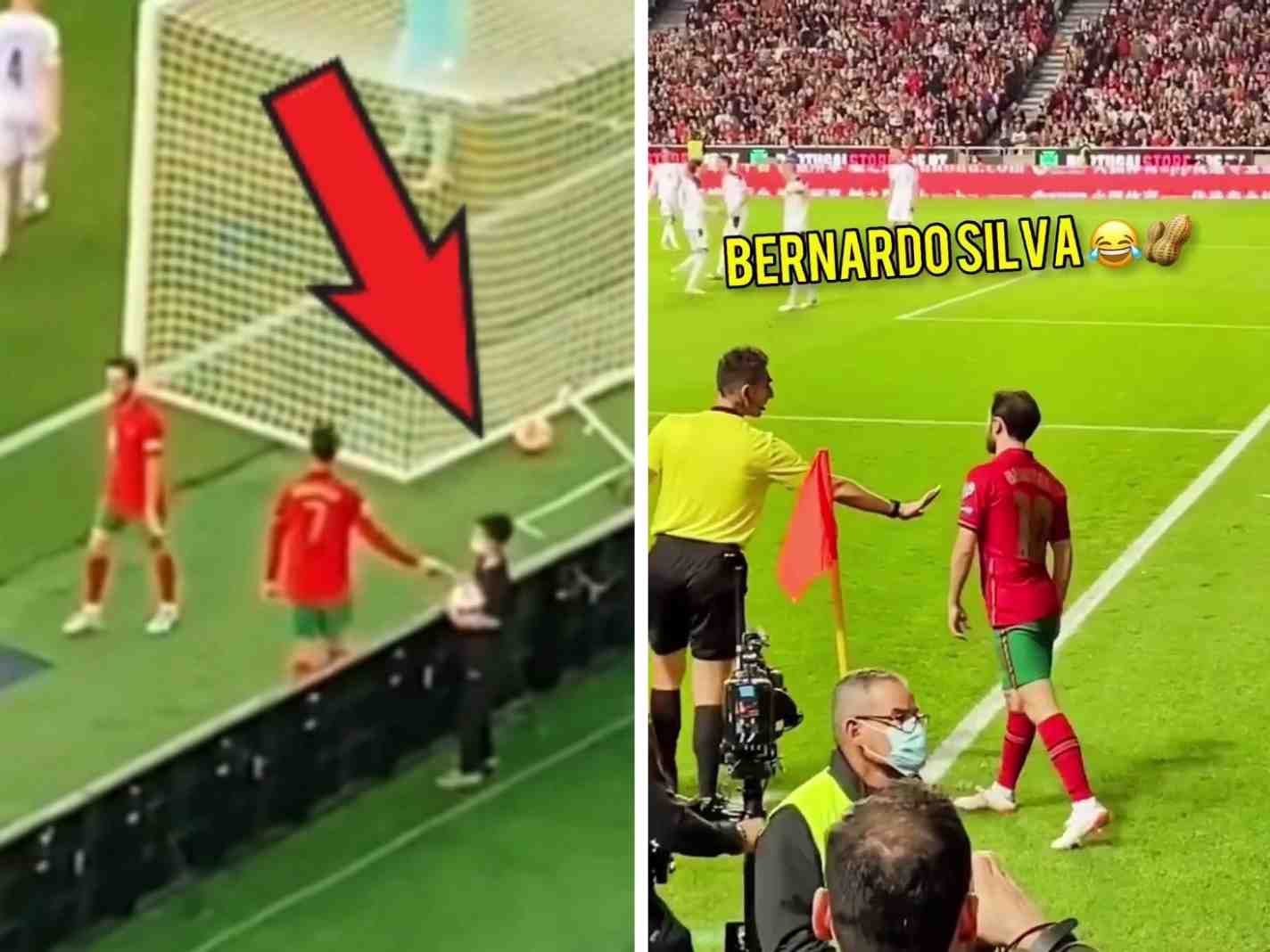 Cristiano Ronaldo makes ballboy’s day, while Bernardo ruins linesman with nutmeg