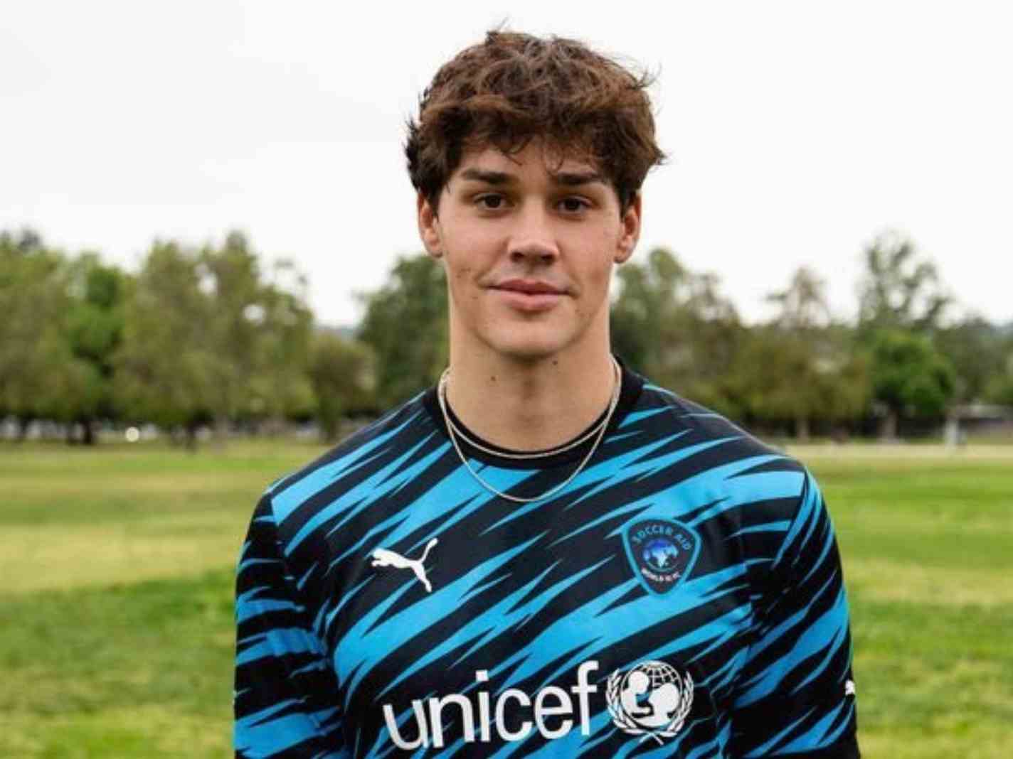 Noah Beck in World XI kit for Soccer Aid