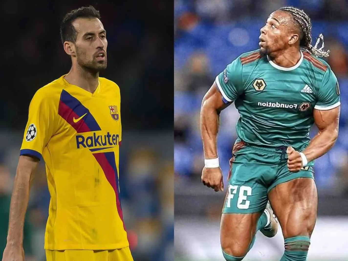 Photo comparing the physique of Sergio Busquets and Adama Traore