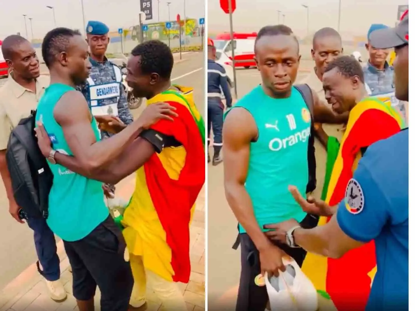 Sadio Mane meets an emotional Senegal fan.