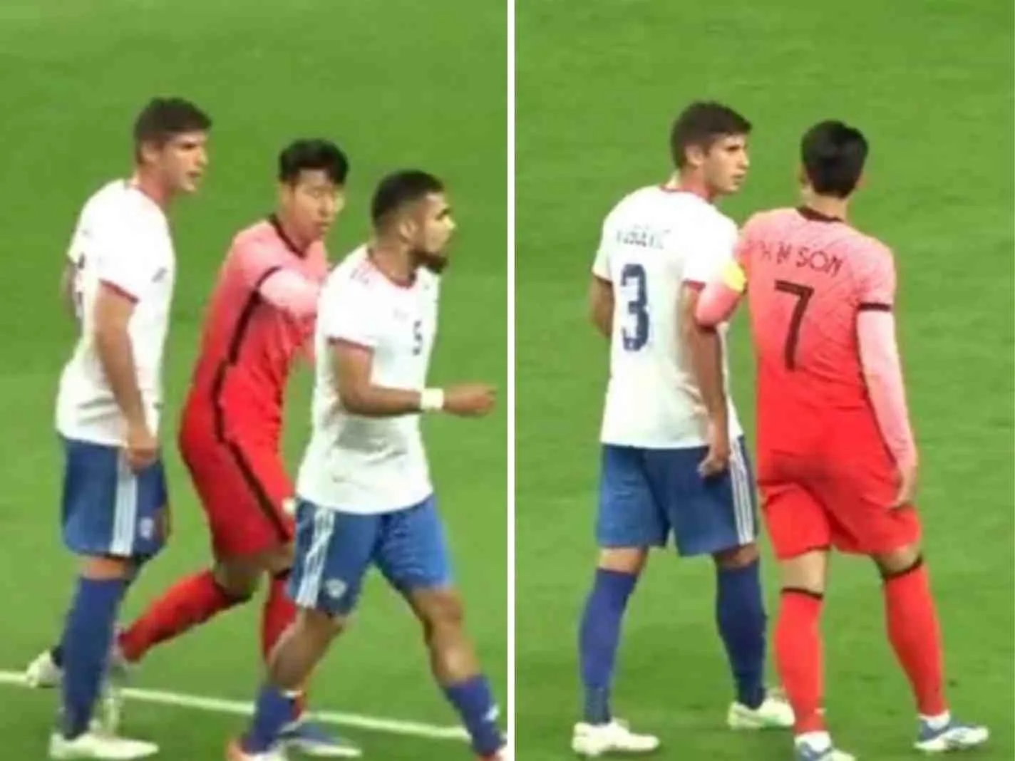 Son Heung-min had to turn peacemaker for two fighting Chilean players.
