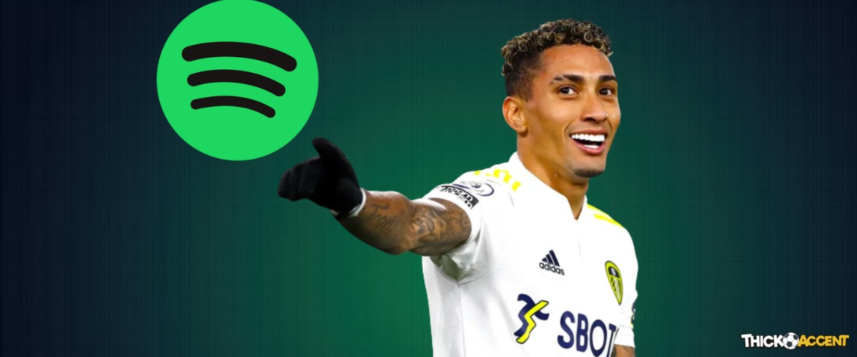 Raised on Podcasts: Raphinha Roasted for Pointing at Spotify Logo Instead of Barca Badge
