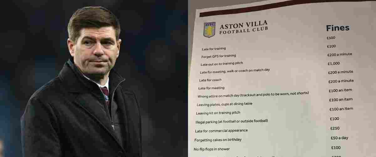 The Truly Bonkers Fine System Steven Gerrard Has Introduced at Aston Villa