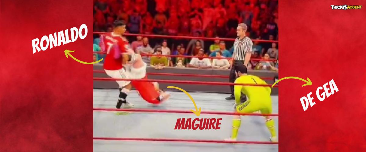 Harry Maguire gets teamed up on by Ronaldo and David De Gea in hilarious WWE 2K22 edit