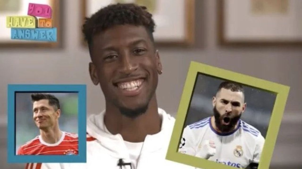 Kingsley Coman was asked to choose who is the better striker between Bayern teammate Robert Lewandowski or France national team teammate Karim Benzema