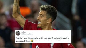 Fans weirded out by the sight of Roberto Firmino wearing Newcastle shirt