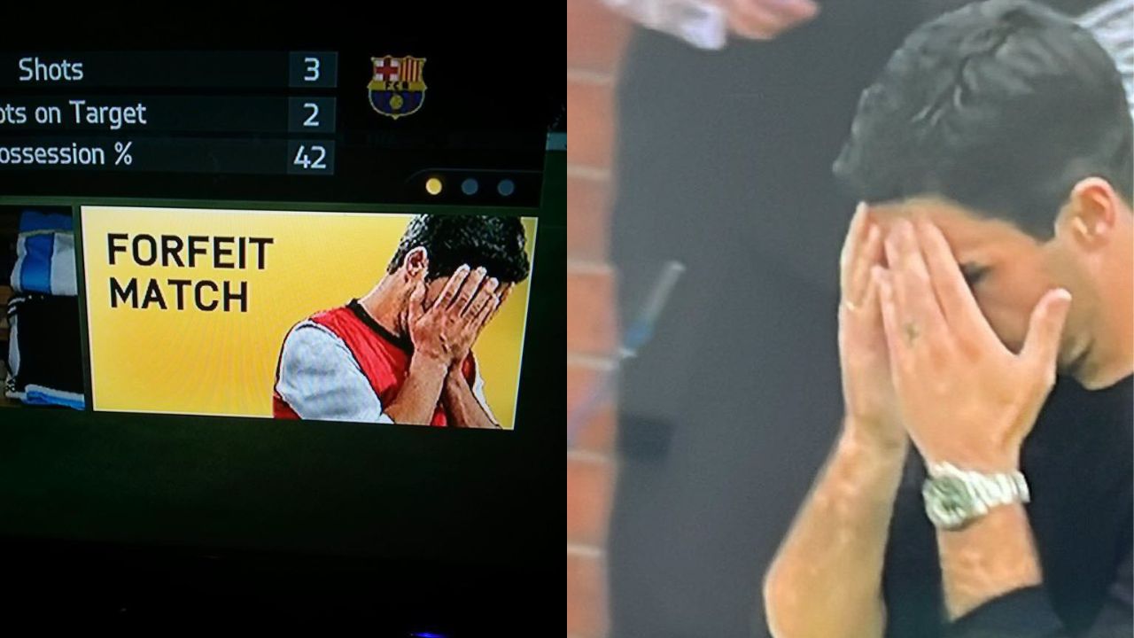Mikel Arteta Comically Recreates FIFA Forfeit Match Graphic