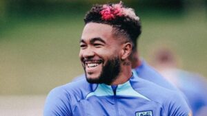 Reece James with pink hair