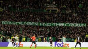 Celtic banner during RB Leipzig game