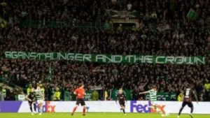 Celtic banner during RB Leipzig game
