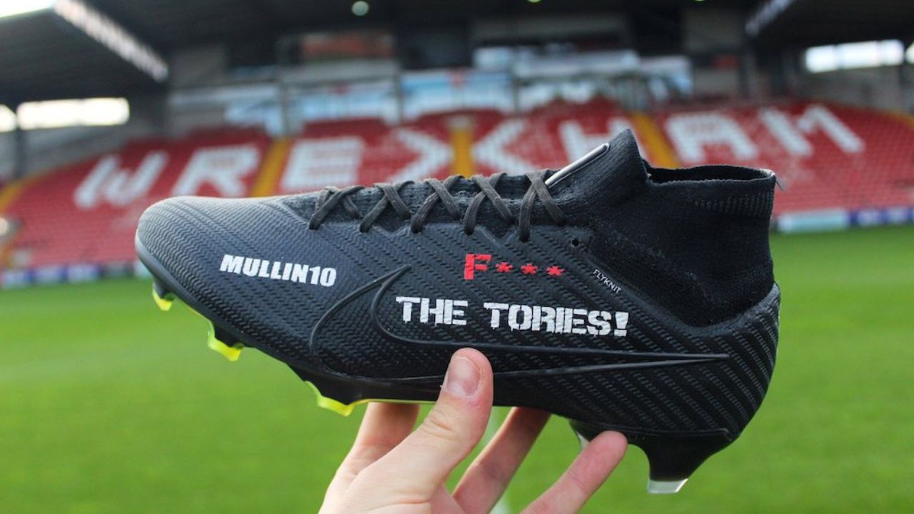 Wrexham Forward Paul Mullin Defaces Boots To Take On The Tories