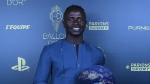 Sadio Mane Impresses African Twitter By Wearing Unisex Kaftan Attire For Ballon d’Or